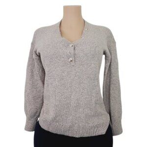 Oat Women's Taupe Heather Long Sleeve Henley Neck Pullover Sweater Size XS